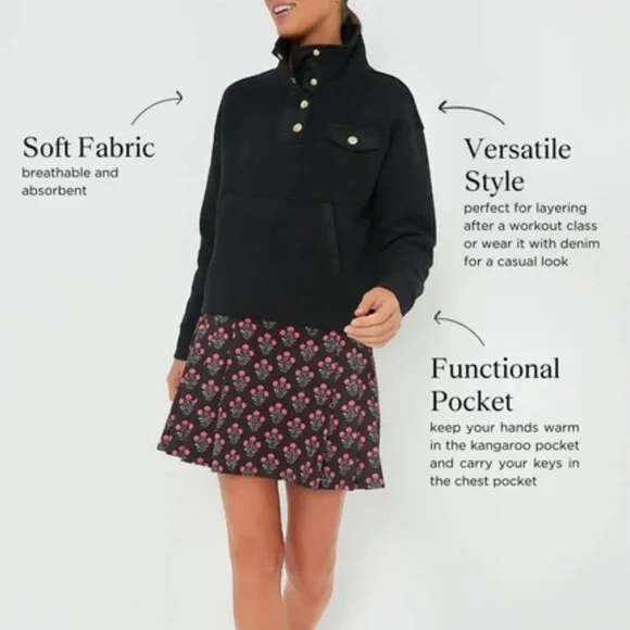 TNUCK SPORT Black Snap Neck Bailey Pullover - Picture 2 of 7